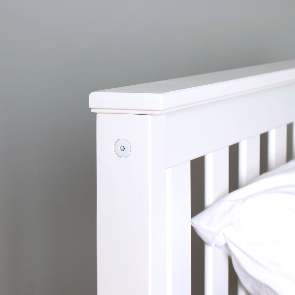 Solid Wood Bed Frame, Platform Bed with Headboard, White