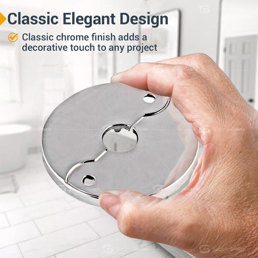 1/2 in. IPS Floor and Ceiling Split Flange Escutcheon for Steel Pipes, Chrome Plated (Pack of 12)