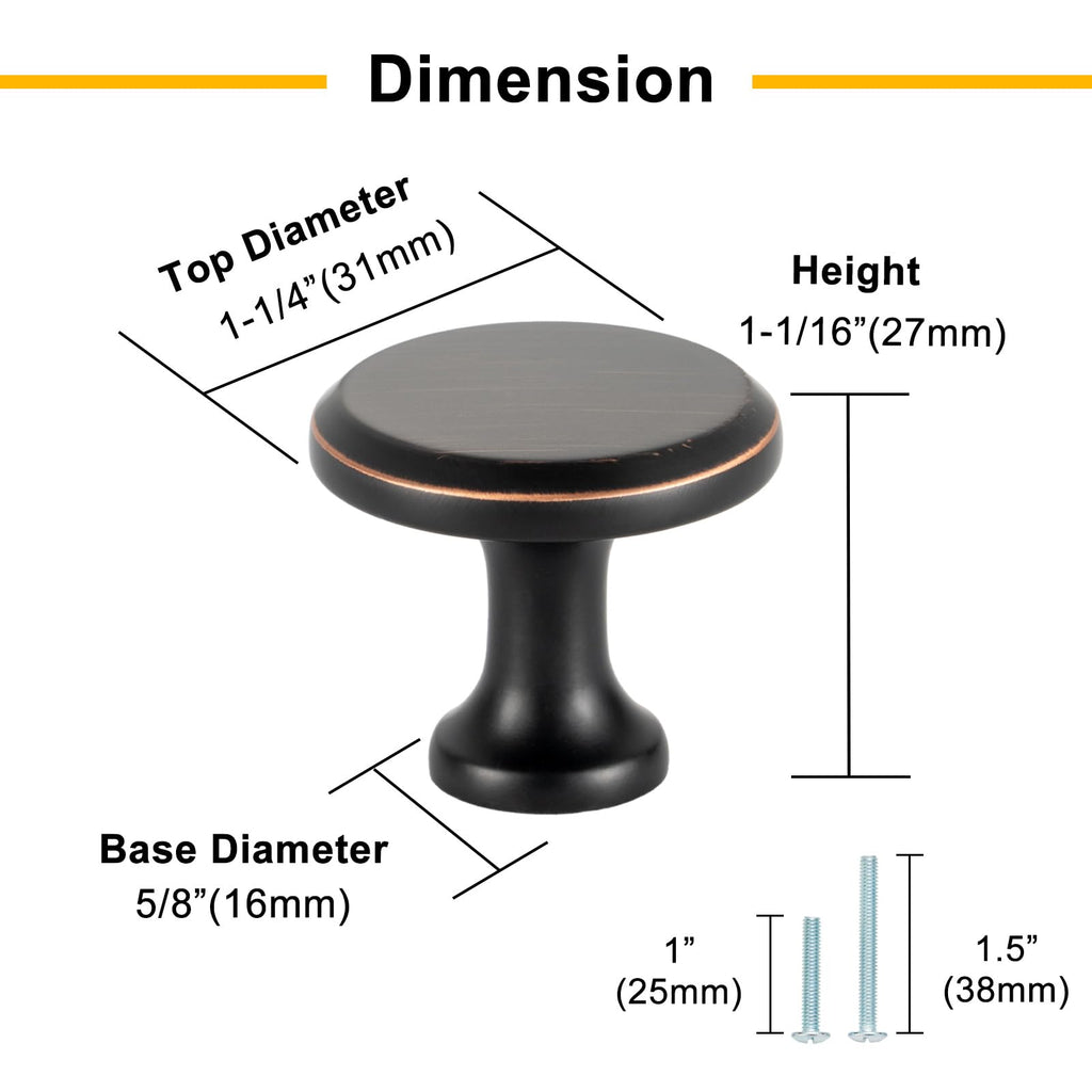 Brushed Gold Cabinet Knobs Round Kitchen Pulls 10 Pack 3126