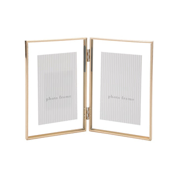 Gold 4x 6'' Double Floating Frame, For Photo Sizes (2 x3'' 3.5x 5'' up to 4x6'' ), Beautiful Metal Lace Edge Frames