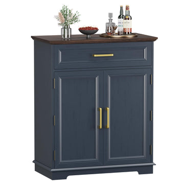 Kitchen Storage Cabinet with Drawer, Buffet Cabinet with Storable Door, Modern Floor Sideboard, Blue Freestanding
