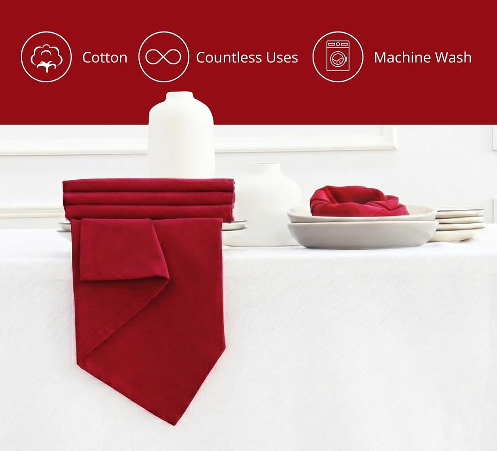 Set of 12 Cloth Dinner Napkins 100% Cotton 18x18 Inch - Soft Durable Washable - Ideal for Farmhouse Party Spring