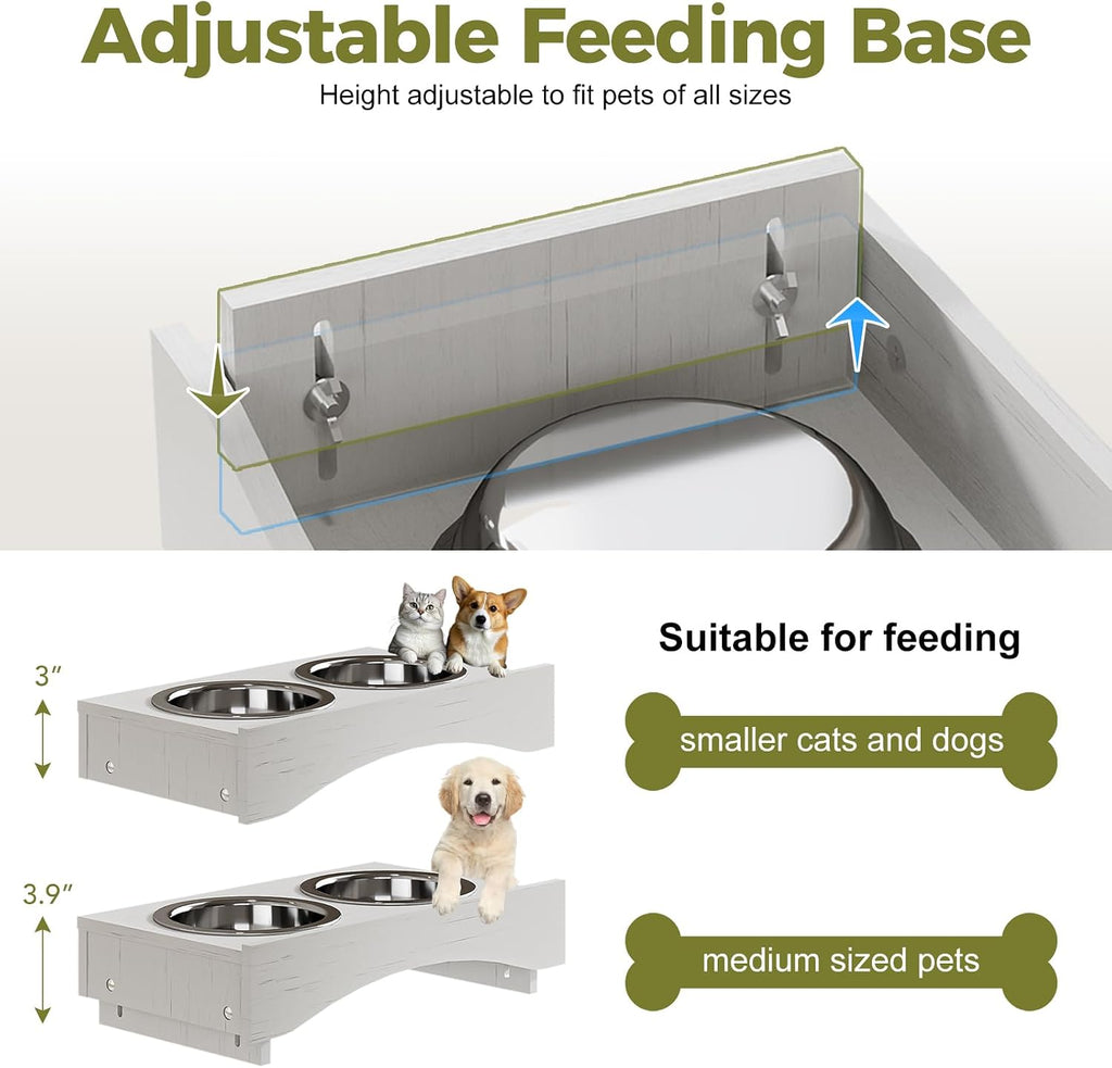 White 38.4" H Dog Feeding Station with Storage