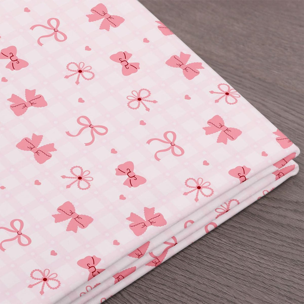 Girly Bowknot Fabric by The Yard Sweet Plaid Romantic Girls Women Sewing Fabric Crafts Heart Ribbon Bows Home Accents