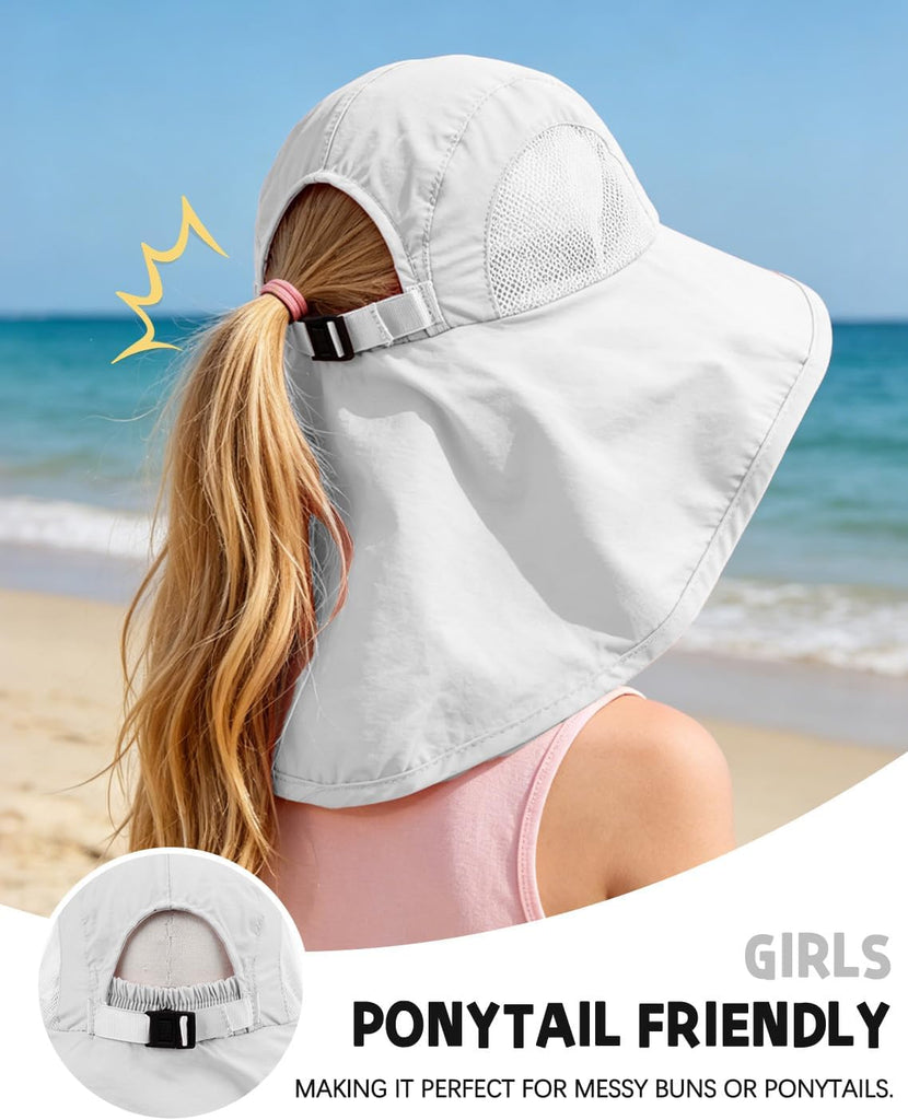 Pack Kids Sun Hat with Neck Flap, Bucket Hat for Girls Boys