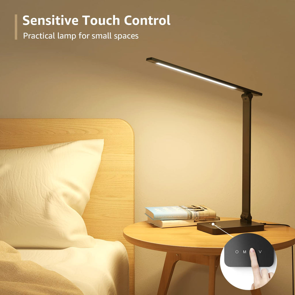 LED Desk Lamp, 9.5W 750LM Touch Desk Light, Black