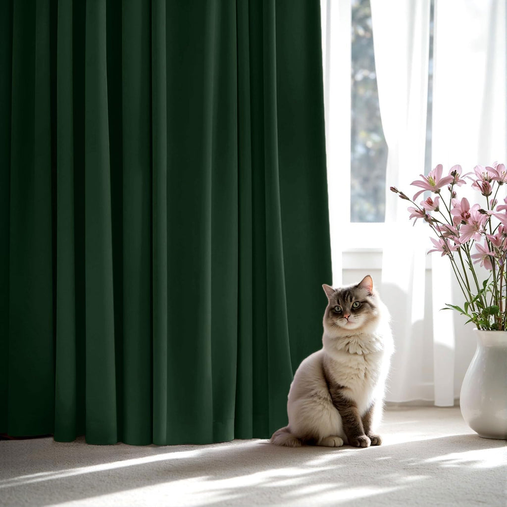 Christmas Hunter Green Velvet Blackout Curtains W40 x L84, 2 Panels