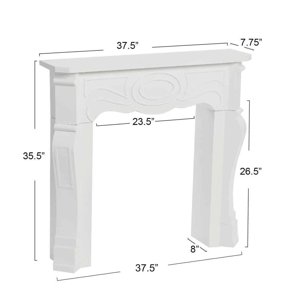 Small Victorian Decorative Fireplace Mantel, Flat Paintable White