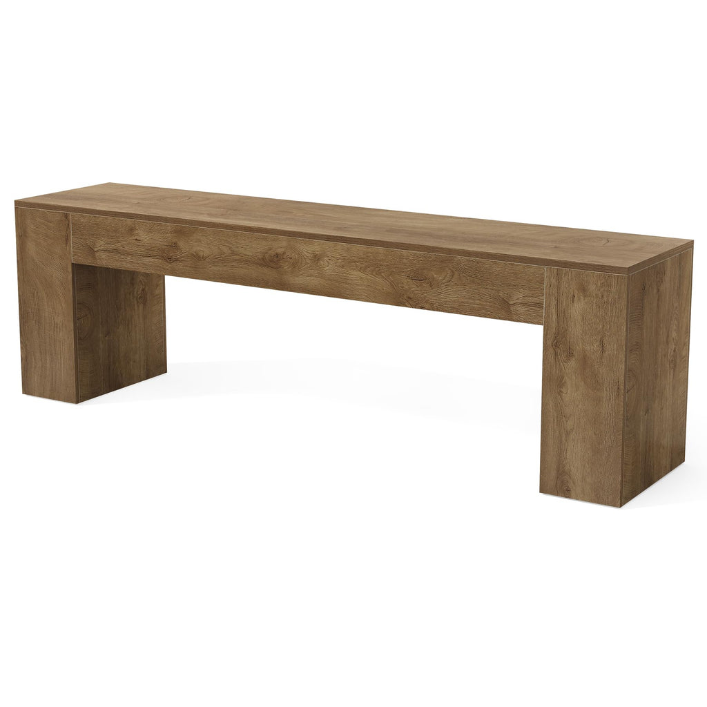 70.8" Long Wooden Bench, Modern Farmhouse Dining Bench, Minimalist Benches, Rustic Brown, Easy Assembly