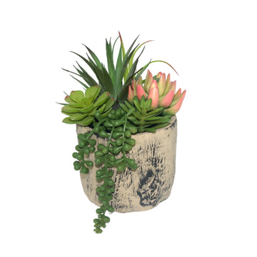 Succulents Plants Artificial, Faux Succulent Plants in Elegant Ceramic Pot Assorted Faux Potted Succulent Plant