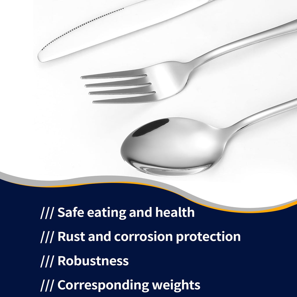 48-Piece Silverware Set for 8 with Steak Knives, Stainless Steel Flatware Set, 18/8 Food Grade Cutlery Set, Mirror