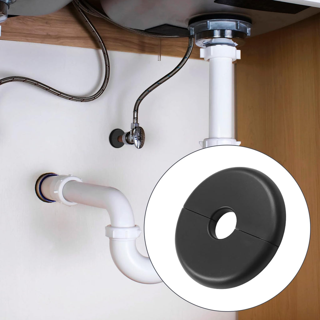 2Pcs 51MM Self-Adhesive Wall Split Flange, Black