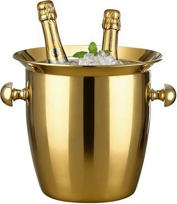Ice Bucket, Large Ice Bucket for Parties, 5L Portable Stainless Steel Wine Buckets with Handle for Champagne, Beer