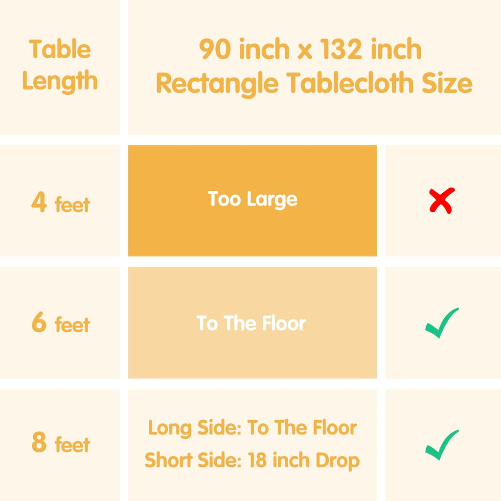 4 Pack Ivory Tablecloths 90x132 Inch for 6ft Rectangle Tables