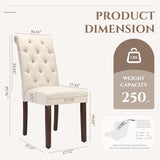 COLAMY Tufted Dining Chairs Set of 2, Accent Parsons Diner Chair Upholstered Fabric Stylish Kitchen Chairs with Solid