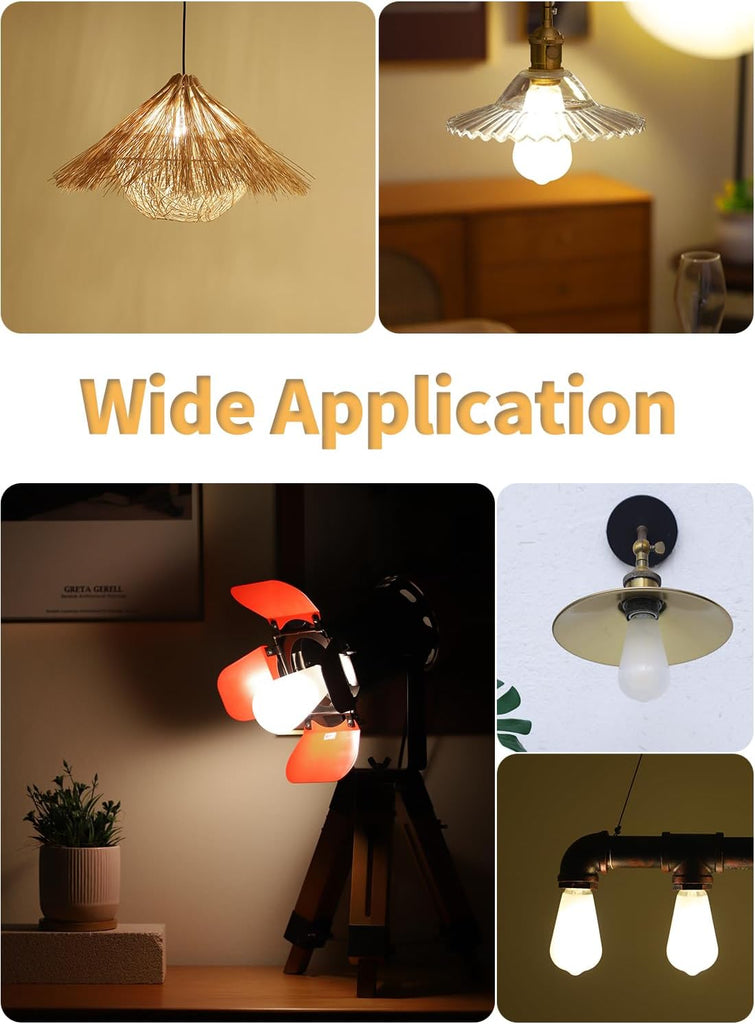 8W ST64 E26 Dimmable LED Edison Bulb 3000K Soft White, 6 Pack