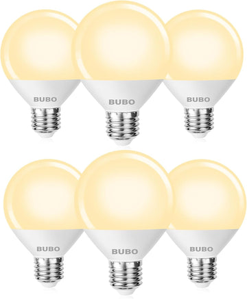 Vanity Light Bulbs for Bathroom Over Mirror, 60 Watt Equivalent, Soft White 2700K, G25 Globe Light Bulb 800 Lumens