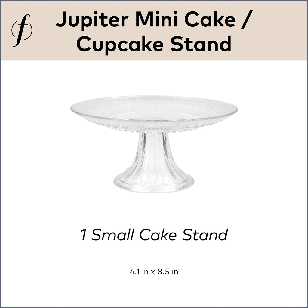 Jupiter Beaded Hobnail Glass Vintage Themed Collection, 8.5 Inch Mini Cake and Cupcake Stand, Dishwasher-Safe, Glass