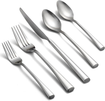 Bailey 20-Piece Forged Stainless Steel Flatware Set Cutlery Set,Service for 4,Matte Satin Finish,Dishwasher Safe…