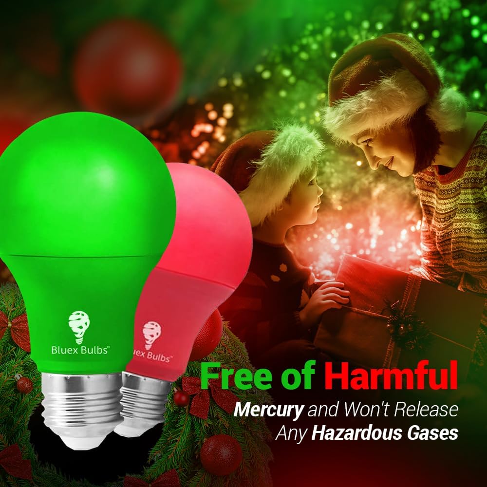 Bluex LED A19 Red Light Bulb - 9W (60Watt Equivalent) - E26 Base Red LED Lights, Party Decoration, Porch, Home