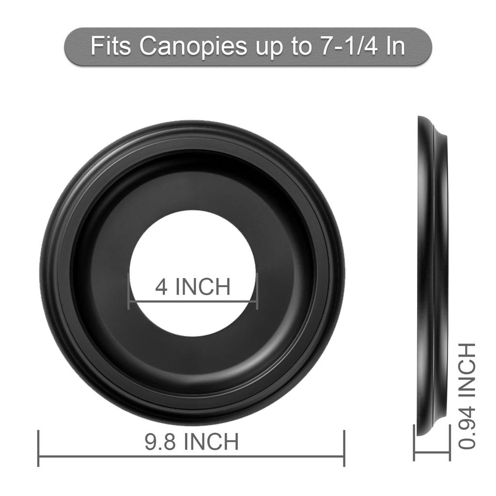 2 Pack Black Molded Nylon Ceiling Medallion for Light Fixtures and Ceiling Fans 10"OD x 4"ID x 1"P (Fits Canopies up