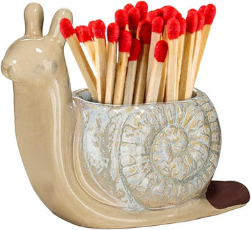 Ceramic Match Holder with Striker, Jar-Shaped Match Holder, Suitable for All Matches, Vintage Home Decor (White)