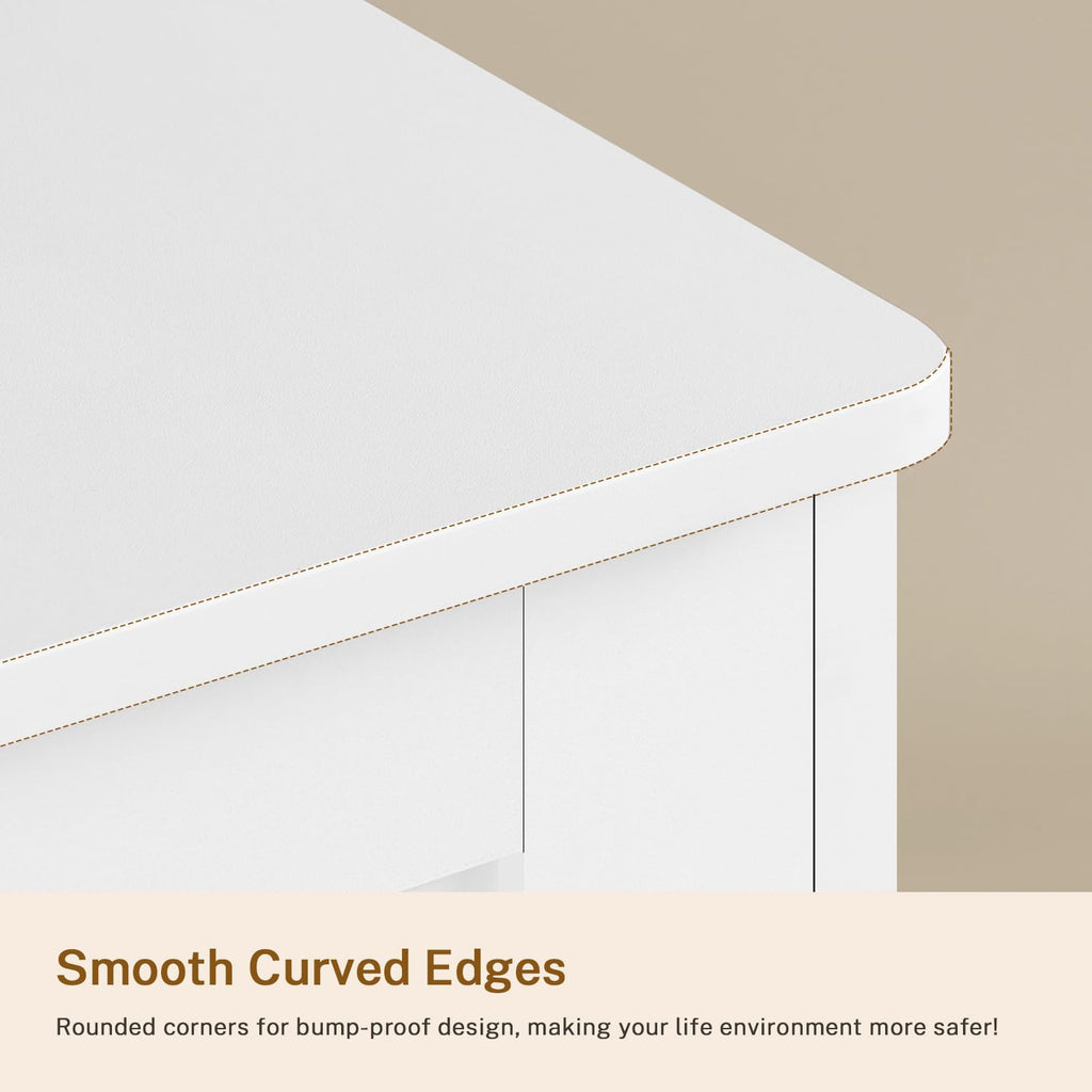 42.1"W White, Modern 6 Drawer with Metal Handles, Wood Dressers & Chest of Drawers, Wooden Closet Clothes Storage