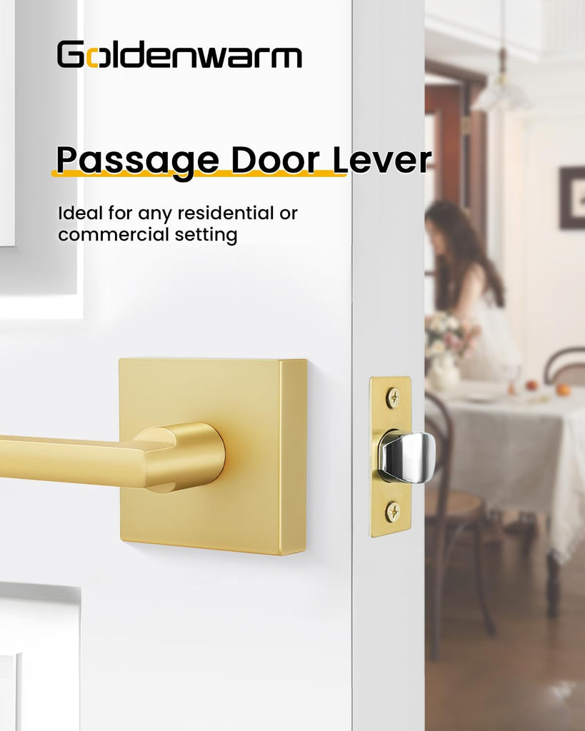 Brushed Gold Closet Door Handle Passage, Hallway - 1 Pack