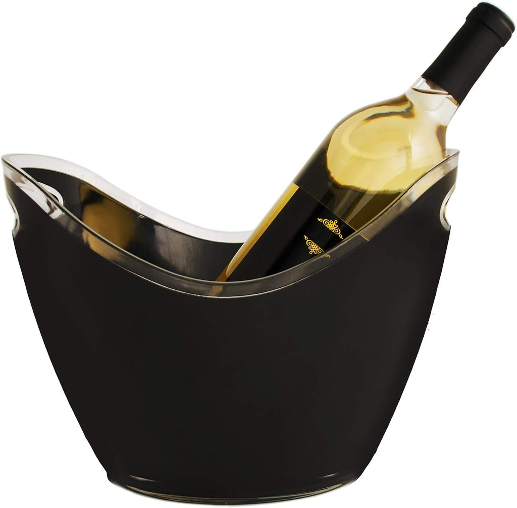 Modern Wine & Champagne Bucket | Black Ice Beverage Tub - Indoor & Outdoor Great for Parties - 2 Bottles Capacity
