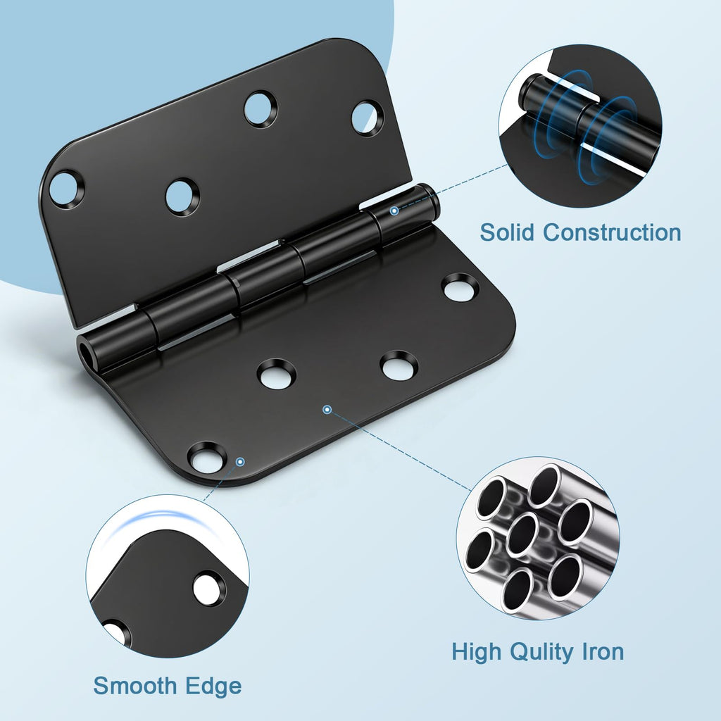 Interior & Exterior Door Hinges, 4 Inch Black Door Hinges, 24 Pack