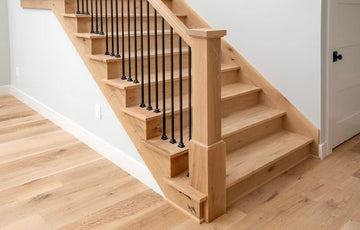 Red Oak/Poplar Modern Style Contemporary Wooden Newel Post for Interior Stair Railings (4.75" Base, Poplar)