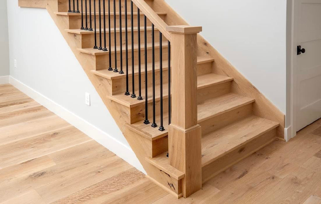 Red Oak/Poplar Modern Style Contemporary Wooden Newel Post for Interior Stair Railings (6.25" Base, Poplar)