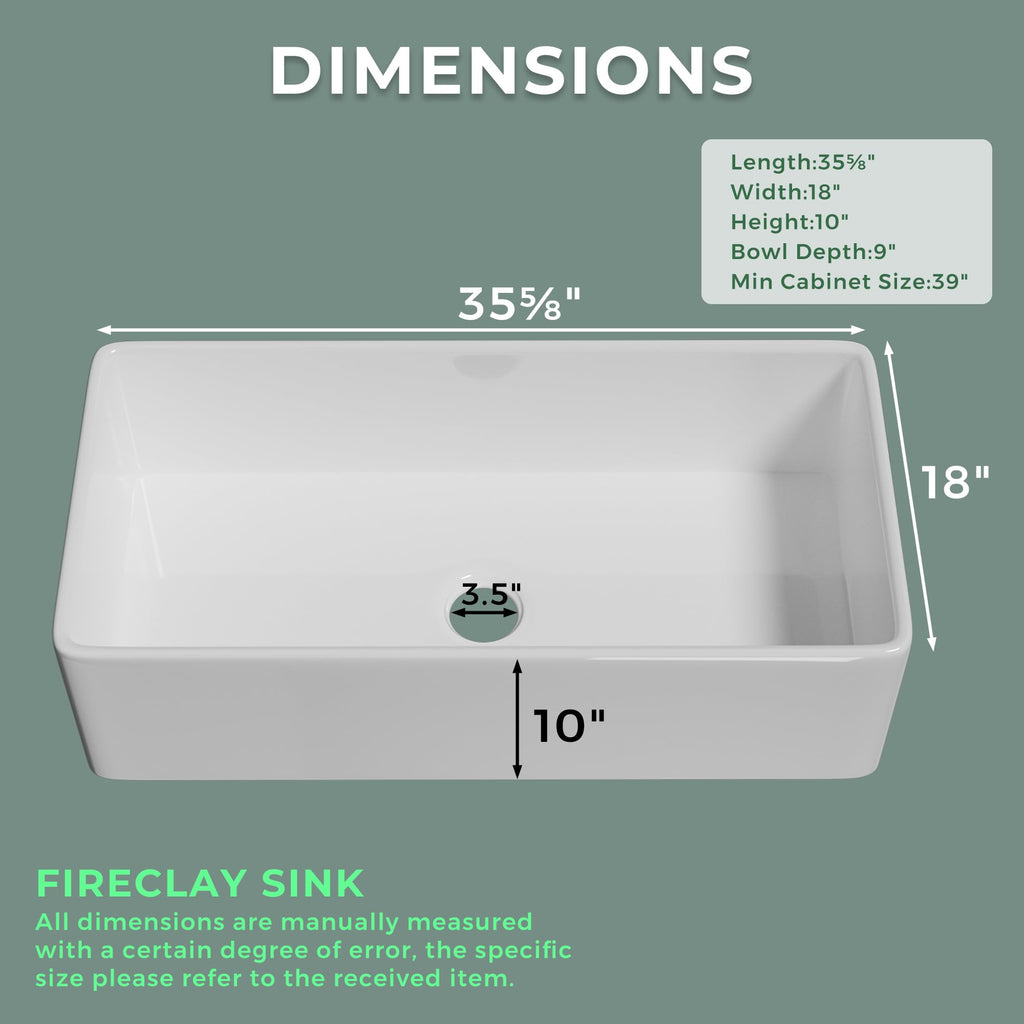 Extra Large White Fireclay Apron Front Farmhouse Sink 36 Inch