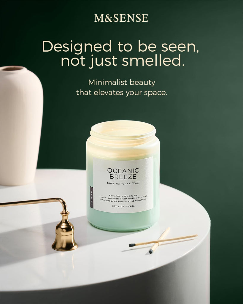 Candle Oceanic Breeze Home Scented, 19.4oz 110H Natural Soy Wax