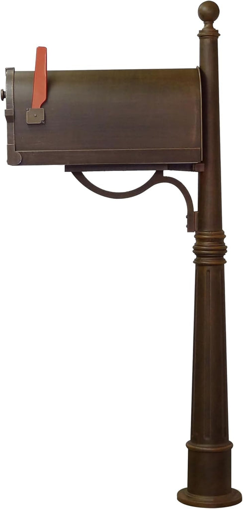 Savannah Curbside Mailbox with Ashland Post - Copper Mailbox with Aluminum Post