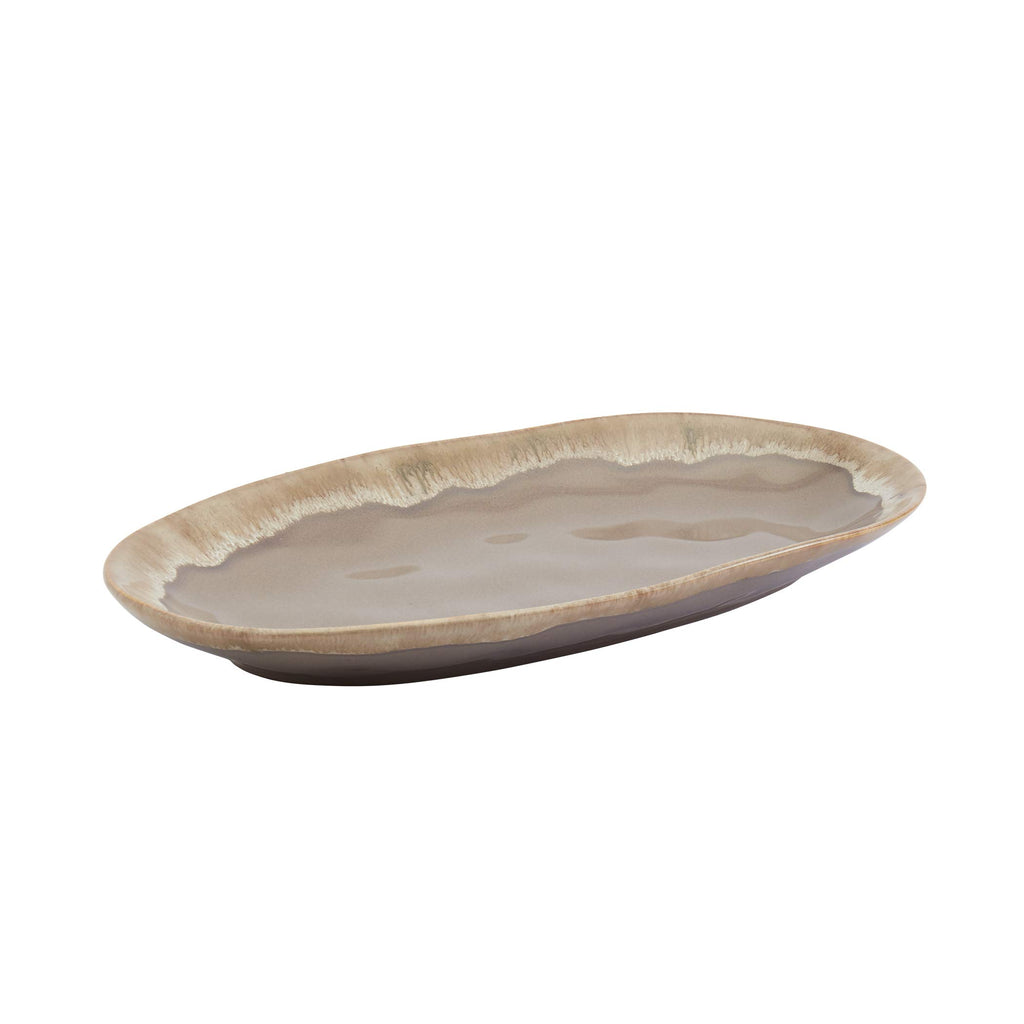 Gallery Tuscan Collection Reactive Glaze 3 Piece Oval Stoneware Serving Trays Platters Kitchen Serveware, Blue Teal