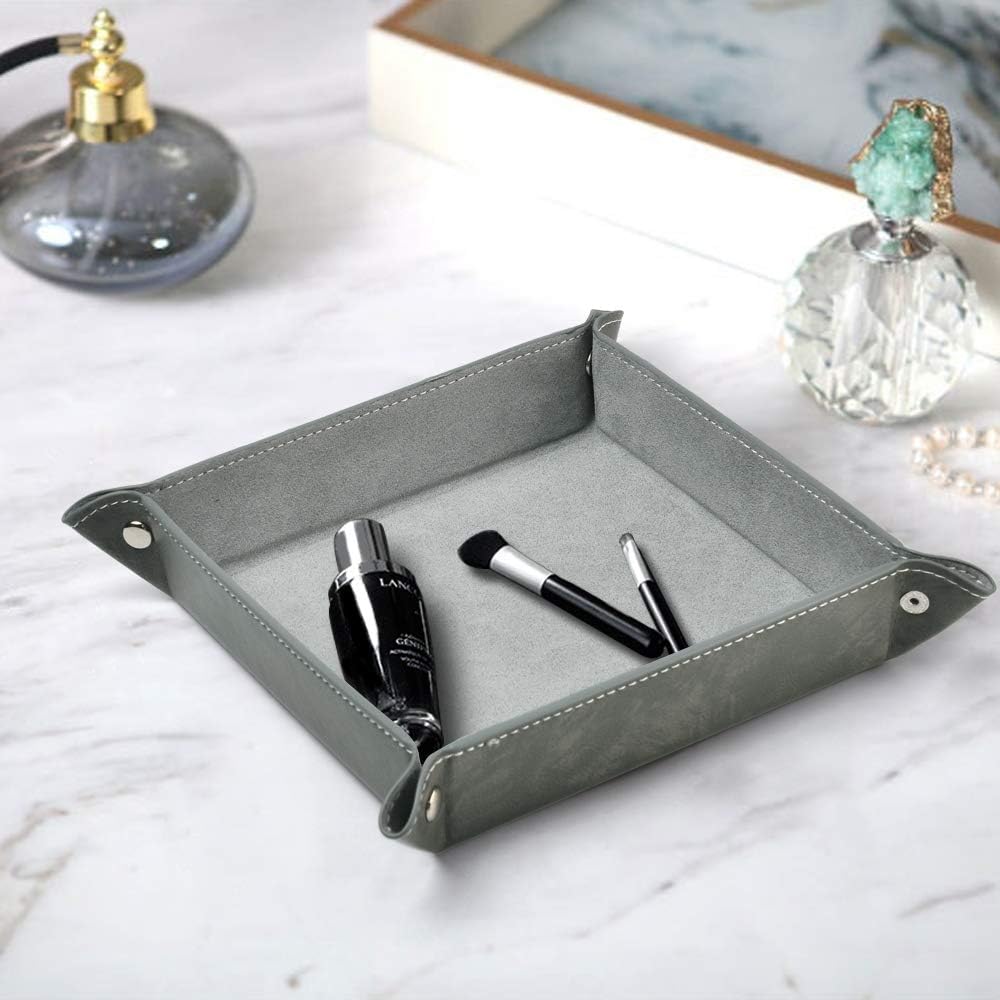 Premium Leather Valet Tray for Men Jewelry Organizer, Desktop Storage,Key Wallets Cell Phones Catchall Tray