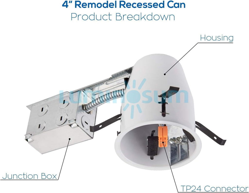 4 Inch Remodel Recessed Lighting Housing IC Rated UL-Listed 8Pack