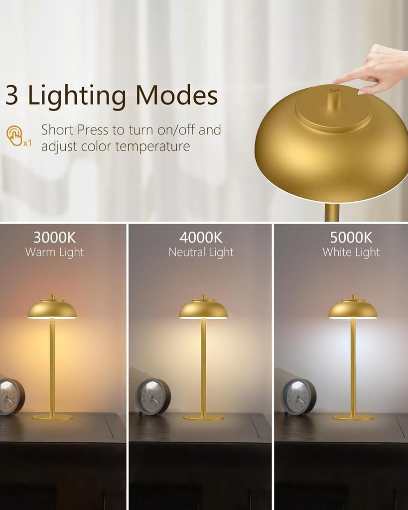 Cordless Table Lamps, Rechargeable LED Touch Lamp, Gold, 4 Pack