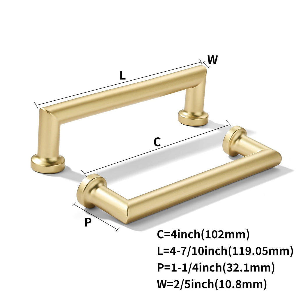 10-Pack 4-Inch(102mm) Matte Gold Cabinet Pulls,Brushed Satin Gold Handles Cabinets, Cupboards, Drawers and Bathroom