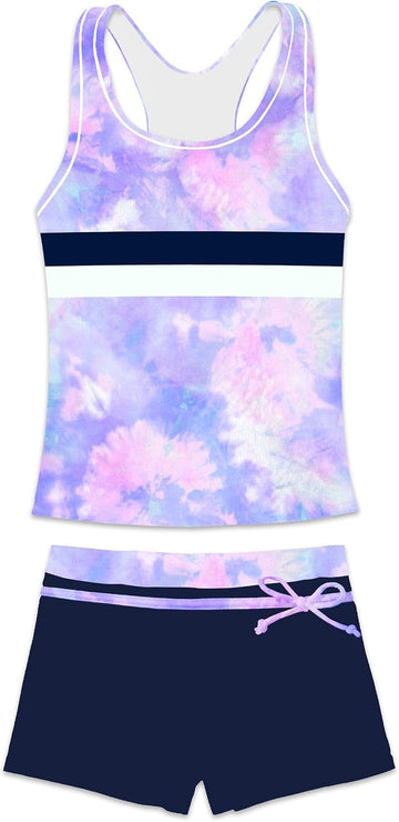 Little Girls' Summer Swimwear Two Piece Boyshort Tankini Kids Swimsuit