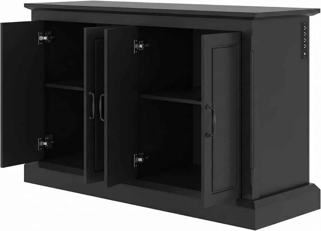 55-75 Gallon Aquarium Stand with Power Outlet, Heavy Duty Fish/Turtle Tank Stands with 4 Cabinets, Reptile Tank Stand