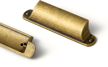 6 Pack Antique Brass Cup Pulls for Cabinets and Drawers, 3" c-c Vintage Brass Bin Cup Drawer Pulls Zinc Alloy Kitchen