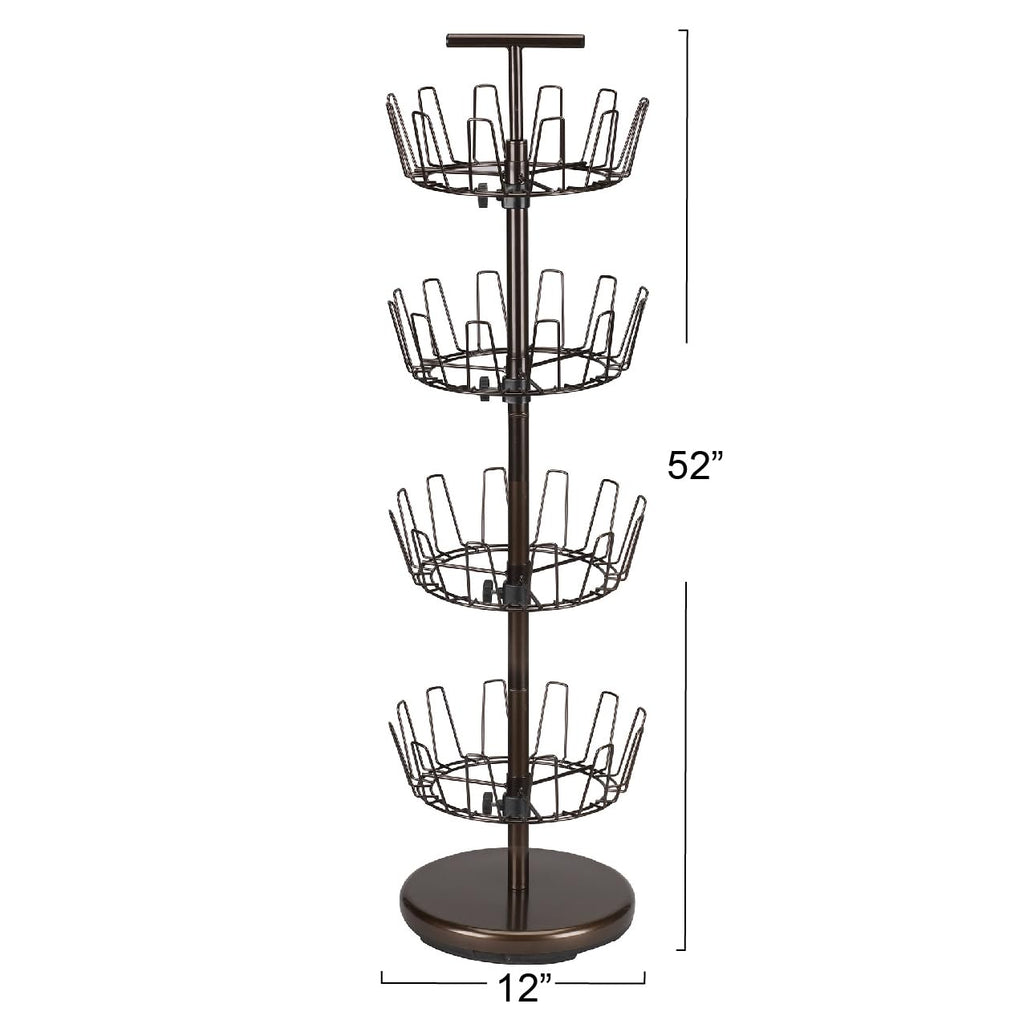 2139-1 Metal Four-Tier Adjustable Revolving Shoe Rack | Holds up to 24 Pairs of Shoes | Antique Bronze Finish