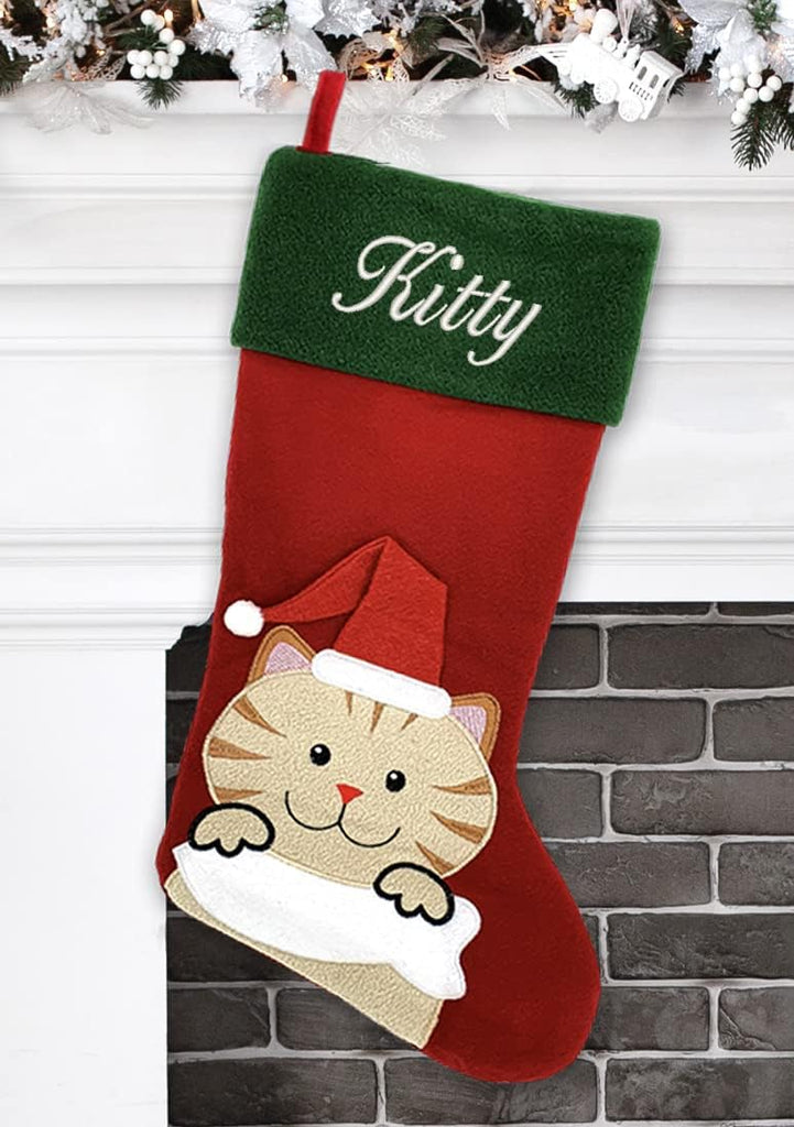 Personalized - Snowman Design - Embroidered Name - Large 18.5inch, Traditional Red and Green, Family Holiday Season