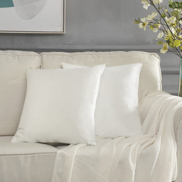 Throw Pillow Covers 26x26, Set of 2 Rice Ivory Square Couch Pillow Covers, Velvet Sofa Boho Cushion Pillows