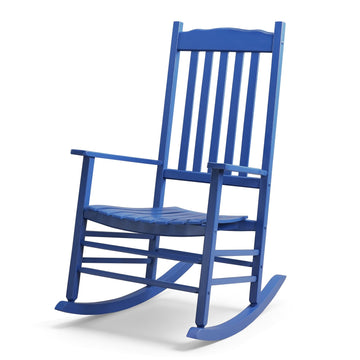Outdoor Rocking Chair, Solid Wood High Back Rocker, All Weather Lounge Chair for Porch Patio Fire Pit Garden Backyard