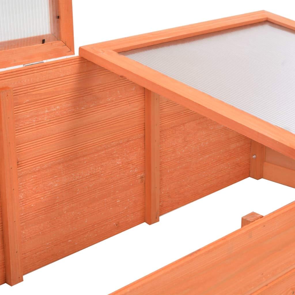 Wooden Cold Frame Greenhouse 39.4 x 19.7 x 13.4 Inches, Raised Garden Bed with PC Board Panels and Hinged Lid for
