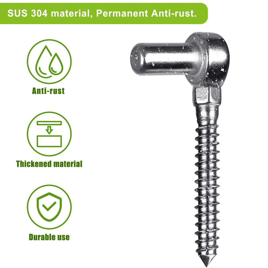304 Stainless Steel Gate Hinge, 5/8" Pin Heavy Duty Lag Screw Hinge for Wooden Fence & Farm Gate, One-Piece Molding