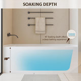 60" X 32" Acrylic Drop-in Bathtub, Glossy White Soaking Tub with Storage Ledge, Left Drain & Integral Flange